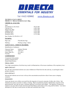 TECHNICAL DATA SHEET PRODUCT: 982SALT20 ROCK SALT