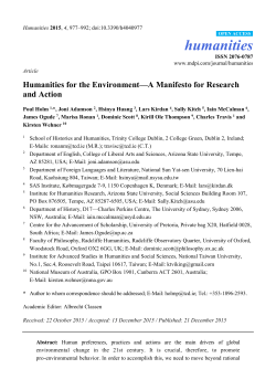Humanities for the Environment&mdash;A Manifesto for Research