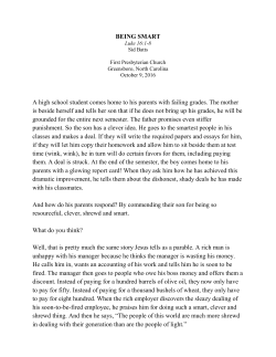 Being Smart 10-9-16 - First Presbyterian Church, Greensboro