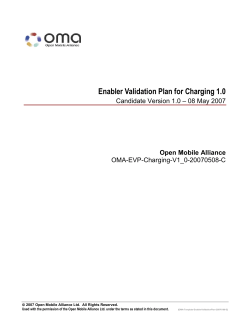 Enabler Validation Plan for Charging 1.0