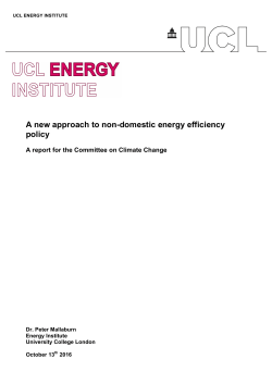 New Approach to Non-Domestic Energy Efficiency