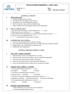 SOCIALSTUDIES WORKSHEET - 1 (2015 - 2016)