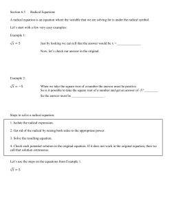 Section 6.5 Radical Equations A radical