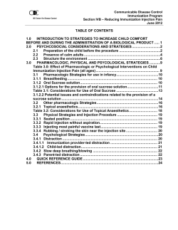 Section IVB - Reducing Immunization Injection Pain