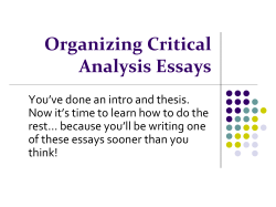 Organizing Critical Analysis Essays