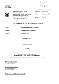 Decision on application of Haradin Bala for sentence remission