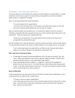 The Basics: Your Opening Statement