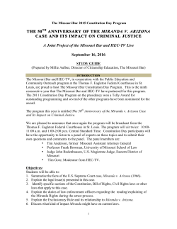 THE 50TH ANNIVERSARY OF THE MIRANDA V. ARIZONA CASE
