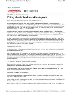 Eating Should be Done With Elegance