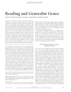 Reading and Generalist Genes
