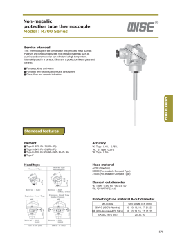 Non-metallic protection tube thermocouple Model : R700 Series