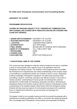 B1.4 BSc Hons Therapeutic Communication and Counselling Studies