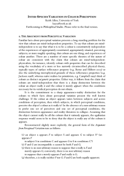 Inter-Species Variation in Colour Perception