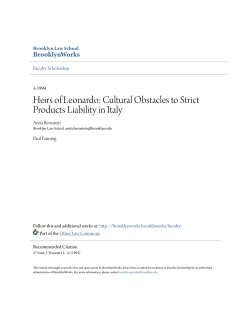 Heirs of Leonardo: Cultural Obstacles to Strict Products Liability in Italy