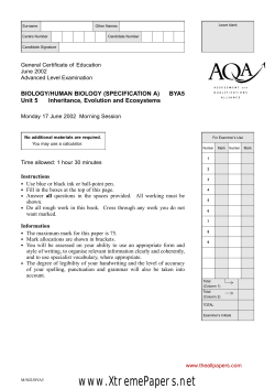 AQA Biol A Unit 5 Jun02