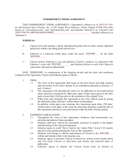 ENDORSEMENT TERMS AGREEMENT THIS