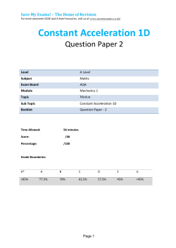 Constant Acceleration 1D