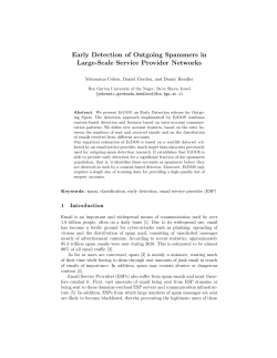 Early Detection of Outgoing Spammers in Large