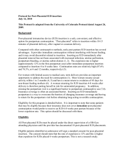 Protocol for Post-Placental IUD insertion