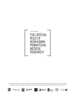 The Critical Role of Nonhuman Primates in Medical Research