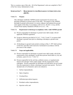 Requirements for Discharges to Ground Water