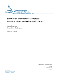 Salaries of Members of Congress: Recent Actions and Historical