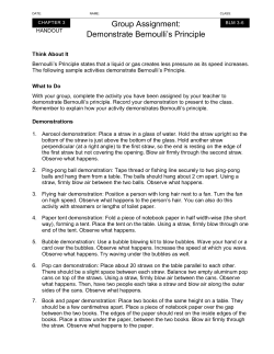 Group Assignment: Demonstrate Bernoulli`s Principle