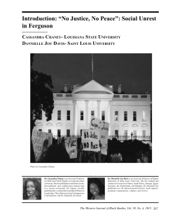 Introduction: &ldquo;No Justice, No Peace&rdquo;: Social Unrest in Ferguson
