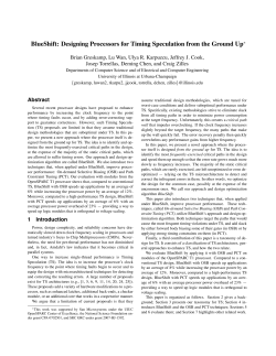 BlueShift: Designing Processors for Timing Speculation
