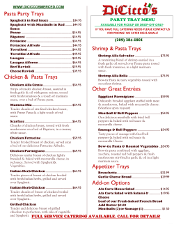 MenuPro Catering Tray Menu