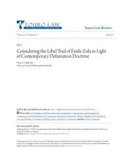 Considering the Libel Trial of &Eacute;mile Zola in Light of Contemporary
