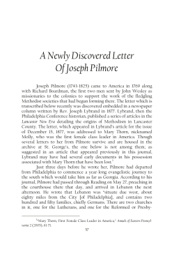 A Newly Discovered Letter Of Joseph Pilmore