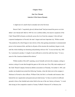 Chapter Three Our New Thread: America`s First Soccer Dynasty A