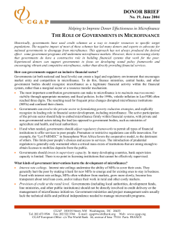 The Role of Governments in Microfinance