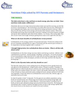 Nutrition FAQs asked by SVY Parents and Swimmers