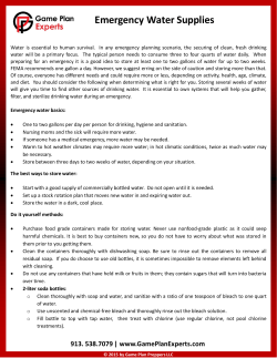 Emergency Water Supplies