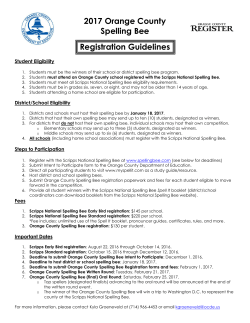 2017 Orange County Spelling Bee Registration Guidelines