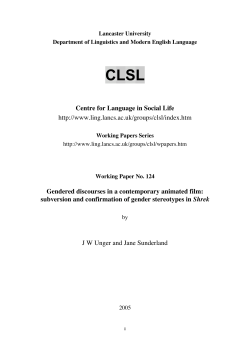 Gendered Discourses in a contemporary animated film