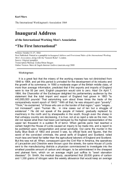 Inaugural Address of the International Workingmen`s Association