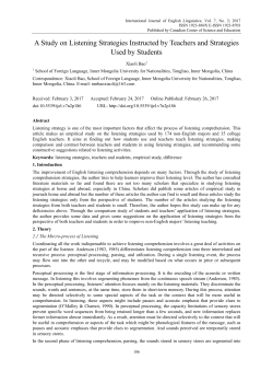 A Study on Listening Strategies Instructed by Teachers and