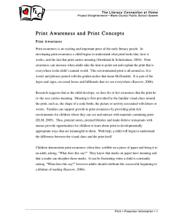 Print Awareness and Print Concepts - The Literacy Connection