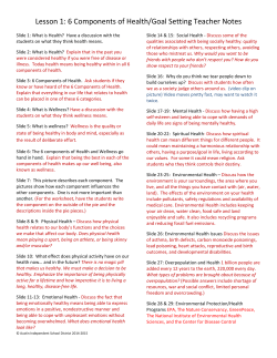 Lesson 1: 6 Components of Health/Goal Setting Teacher Notes