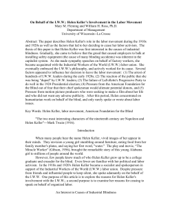 On Behalf of the I.W.W.: Helen Keller`s Involvement in the Labor