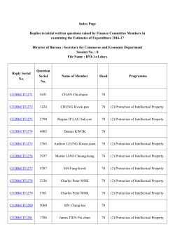 Index Page Replies to initial written questions raised by Finance