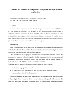 Criteria for selection of comparable companies through multiple