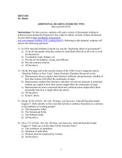 (Revised Fall 2015) Instructions: For this exercise