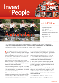 Derek Prince Ministries write about Suzanne in March 2012 (pdf