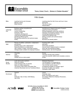 5th Grade Curriculum Overview