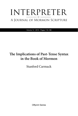The Implications of Past-Tense Syntax in the Book of Mormon
