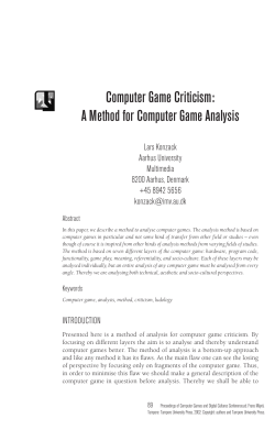 Computer Game Criticism: A Method for Computer Game